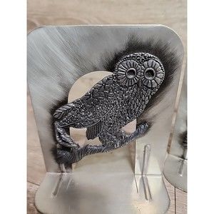 Vintage Metzke Owl Bookends (2) Library Style Metal 1980's